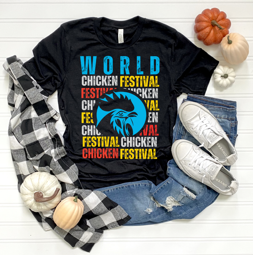 Chicken Festival Short Sleeve T-shirt Oval Design